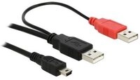 DELOCK USB Y-Kabel 2x A -> Mini-B St/St 1.00m