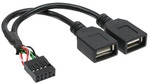 InLine&reg; USB 2.0 Adapterkabel, intern, 2x USB A Buchse, 0,2 m