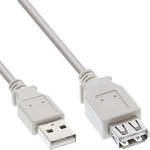 InLine&reg; USB 2.0 Verl&auml;ngerung, Stecker / Buchse, Typ A, beige, 1m