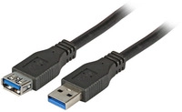 USB3.0 Verl&auml;ngerungskabel A-A, St.-Bu., 3,0m, schwarz, Premium