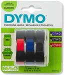DYMO Pr&auml;geband 3er Packung 9mmx3.0m rot/blau/schw. gl&auml;nzen Blister