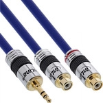 InLine&reg; Cinch/Klinke Kabel, PREMIUM, 2x Cinch Buchse an 3,5mm Klinke St., 0,25m