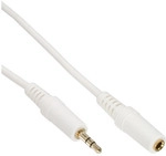 InLine&reg; Klinke Verl&auml;ngerung, 3,5mm Stecker / Buchse, Stereo wei&szlig; / gold, 10m