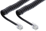 InLine&reg; Spiralkabel, RJ10 Stecker / Stecker, schwarz, 1:1 belegt, max. 4m