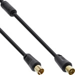 InLine&reg; Antennenkabel Premium, 2x geschirmt, mit Filter, >85dB, schwarz, 5m