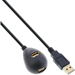 InLine&reg; USB 2.0 Verl&auml;ngerung, ST / BU, Typ A, schwarz, mit Standfuss, 2m