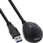 InLine&reg; USB 3.2 Gen.1 Verl&auml;ngerung, A Stecker auf 2x A Buchse, Standfu&szlig;, 1m