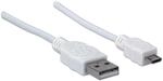 MANHATTAN USB 2.0 Anschlu&szlig;kabel 1,8m A-St/Micro-B-St. wei&szlig;