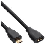 InLine&reg; Micro-USB Verl., USB 2.0 Micro-B ST/BU, schwarz, vergoldete Kont., 1,5m