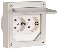 ABL Einbau Schuko 2fach 1632490 Alu-Druckguss IP41 grau