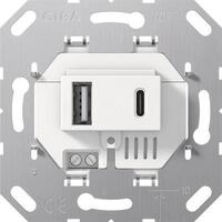 GIRA 234900 USB-Spannungsversorgung 2fach Typ A/C Einsatz Wei&szlig;