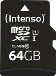 SD MicroSD Card 64GB Intenso SD-HC UHS-I inkl. SD- Adapter retail
