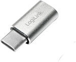 Logilink USB 2.0 Type-C adapter, C/M to Micro-USB/F, 480 Mbps, 15W, silver