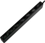 Outlet Strip, 6 euro sockets, black