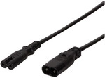 Power cable extension, IEC C8 to IEC C7, black, 2 m