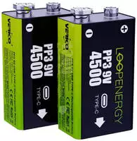 Verico LoopEnergy Li-Ion Akku 9V-Block, USB-C, 2er Pack retail