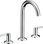 Hansgrohe 3-Loch Waschtischarmatur 170 Axor One mit Push-Open Ablaufgarnitur chrom,