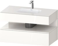 Duravit Qatego Einbauwaschtisch mit Konsolenwaschtischunterbau Wei&szlig; Hochglanz