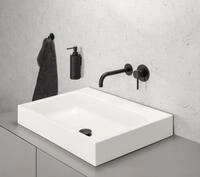 Herzbach deep black Unterputz Waschtischarmatur gebogener Auslauf 160, Schwarz matt,