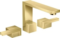 Axor Edge 3-Loch Waschtischarmatur 130 mit Push-Open Ablaufgarnitur - Polished Gold