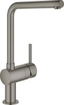 Grohe Minta Einhand-Sp&uuml;ltischbatterie mit L-Auslauf - Hard Graphite geb&uuml;rstet...