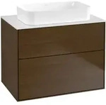 V&B Waschtischunterschrank Wandbeleuchtung Finion 80x60,3x50,1mm, Gl. wh. m, Walnut