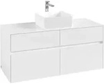 V&B Waschtischunterschrank Collaro 120x54,8x50cm, WT mittig, Glossy White