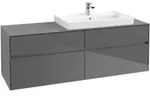 V&B Waschtischunterschrank Collaro 160x54,8x50cm, WT rechts, glossy grey