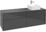 V&B Waschtischunterschrank Collaro 160x54,8x50cm, WT rechts, Glossy Grey