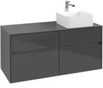 V&B Waschtischunterschrank Collaro 120x54,8x50cm, WT rechts, Glossy Grey