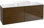 V&B Waschtischunterschrank Wandbeleuchtung Finion 160x60,3x50,1cm, Gl. wh. m, wal