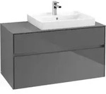 V&B Waschtischunterschrank Collaro 100x54,8x50cm, WT rechts, glossy grey