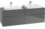 V&B Waschtischunterschrank Collaro 160x54,8x50cm, f 2 WT, glossy grey