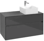 V&B Waschtischunterschrank Collaro 100x54,8x50cm, WT rechts, Glossy Grey