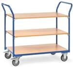 fetra Tischwagen 1802, Tragkraft 200kg TPE-Reifen, 3 Etagen, 2 Schiebeb&uuml;gel)