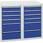 Stumpf Schubladenschrank Serie STS 410, 12 Schubladen enzianblau (8x100, 4x200mm)