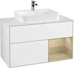 V&B Waschtischunterschrank Finion 100, Pl w m, Reg re Oa ven, glo wh. Lac