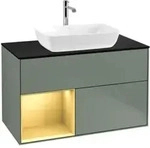 V&B Waschtischunterschrank Finion 100, Pl bla m, Reg gol m Lac, Oli. m Lac