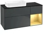 V&B Waschtischunterschrank Finion 120x60 cm, Reg re gol m, md bl. m Lac