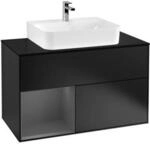 V&B Waschtischunterschrank Finion 100, Pl w m, Rg li Anthrac. m, bla m Lac ; Villeroy