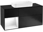 V&B Waschtischunterschrank Finion 120cm, Pl b m, Rg l g wh. Lac, bla m Lac
