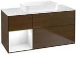 V&B Waschtischunterschrank Finion 120x60 cm, Reg li glo wh. Lac, wal ven