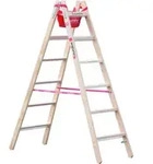 Euroline Holz-Sprossenstehleiter Nr. 10504 2 x 3 Comfort-Breitsprossen