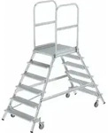 MUNK Aluminium-Podestleiter beidseitig begehbar Aluminium geriffelt 6 Stufen