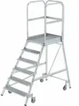 MUNK Aluminium-Podestleiter einseitig begehbar Aluminium geriffelt 6 Stufen