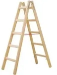 Hymer Holz-Sprossenstehleiter, beidseitig begehbar, 2x5 Sprossen