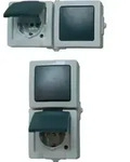 Kopp Kombination AP/FR, waager A/W+Steckd., Nautic grau