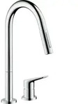 hansgrohe 2-Loch-Sp&uuml;ltisch-Einhebelmischer 220 Axor Citterio M mit Ausziehbrause,
