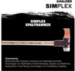 Halder Spalthammer L.850mm Simplex Hickorystiel 4100g m.Stielschutz (3007.160)