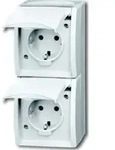 Busch-Jaeger Steckdose,senkrecht,2fach Klappdeckel,erh. Ber 20-02 EBW-54